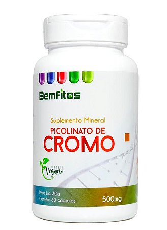 Picolinato de Cromo 60caps x 500mg Vegano Bemfitos