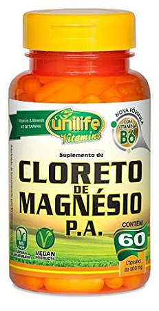 Cloreto de Magnésio P.A. 800mg 60 cápsulas - Unilife