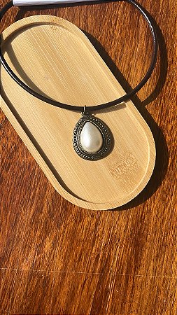 Choker corino e pérola boho