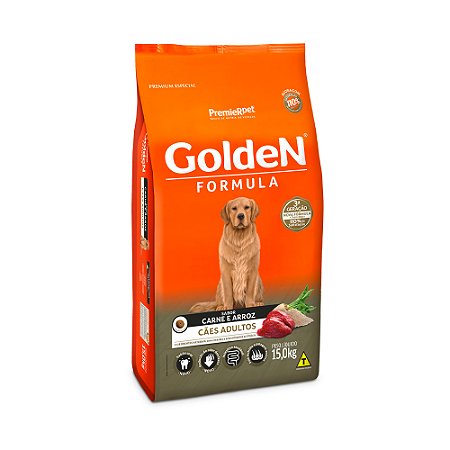 Ração Para Cães Adultos GoldeN Formula Carne & Arroz 15kg