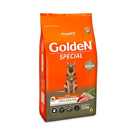 Ração Para Cães Adultos GoldeN Special Frango e Carne 15KG