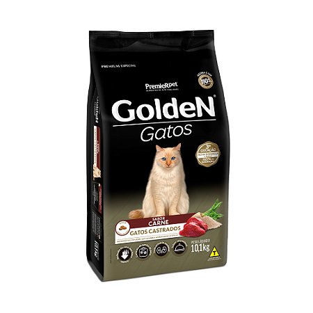 Ração GoldeN Gatos Castrados Carne 10,1kg