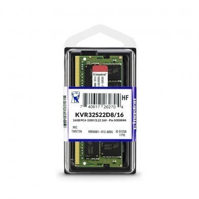 Memória Kingston, 16GB, 3200MHz, DDR4, CL22, Para Notebook - KVR32S22S8/16