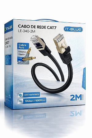 Cabo de Rede Cat7 2m Preto IT-Blue