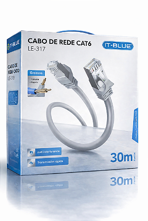 Cabo de Rede Cat6 30m Cinza IT-BLUE