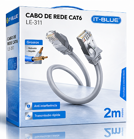 Cabo de Rede Cat6 2mts IT-BLUE