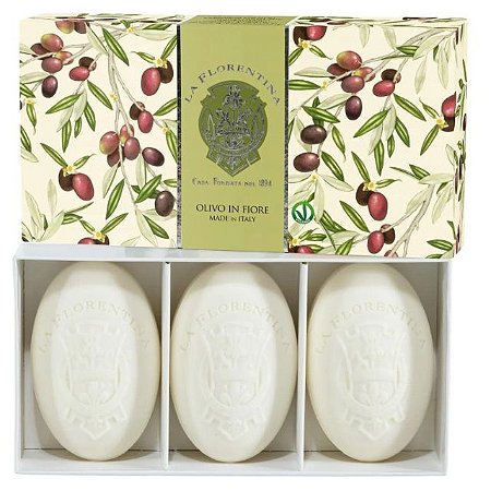 LA FLORENTINA | CAIXA C/3 SABONETES  OLIVO IN FIORE | 3 Sabonetes em Barra Italiano 150g cada