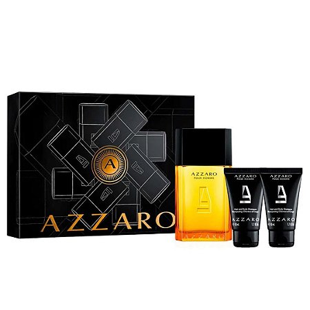 AZZARO | KIT COFFRET POUR HOMME | Eau de Toilette Masculino 100ml + 2 Shampoo e Shower Gel 50ml cada