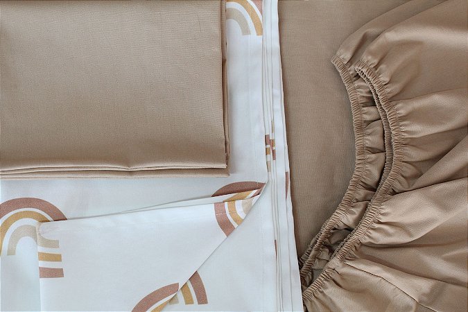 Jogo de lençol 3 peças - elástico + fronha + cobrir (mini berço, berço, mini cama, solteiro)