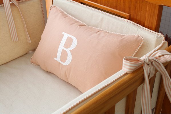 Kit berço slim valência bordado + laços largos