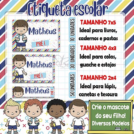 Etiqueta Escolar Personalizada - Lembrancinhas para casamentos e festas