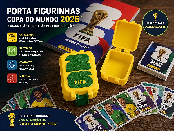 Porta Figurinhas Copa do Mundo 2026 | Caixa Organizadora de Figurinhas | Estojo Colecionador Panini