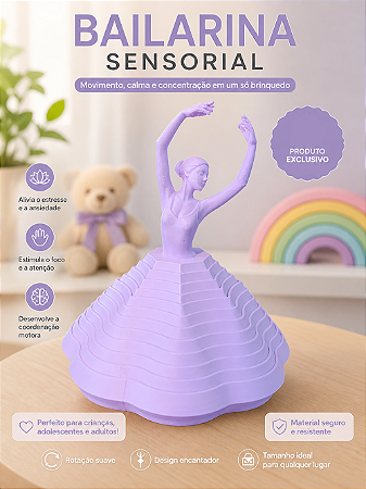 Bailarina Sensorial 3D Decorativa Antiestresse | Brinquedo Sensorial e Antiestresse