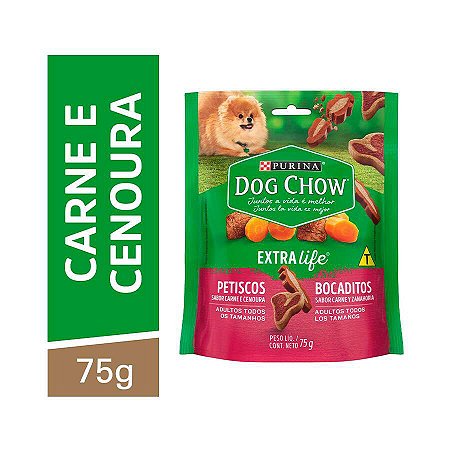 Petisco Dog Chow Extra Life para Cães Adultos Sabor Carne e Cenoura - 75g