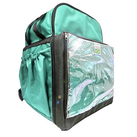 Mochila Bag Térmica Para Delivery de Pizza Reforçada com Isopor Laminado - Verde Claro