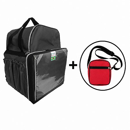 Bag Motoboy Reforçada -Impermeavel 45LT - Preta Extra Reforçada + Shoulder Bag Vermelha - Disponivel apenas para esse anúncio
