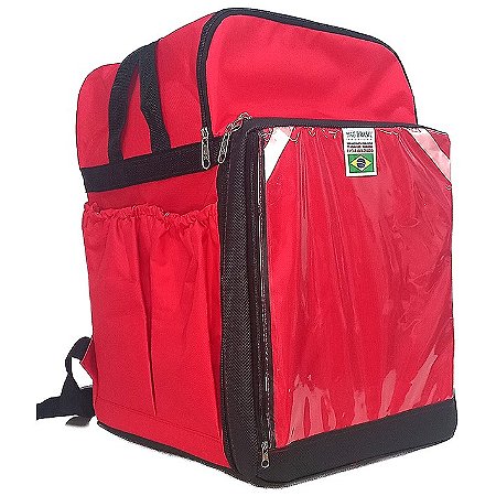 Mochila Bag Térmica Delivery  Invertida Reforçada Com Isopor Laminado - Vermelha