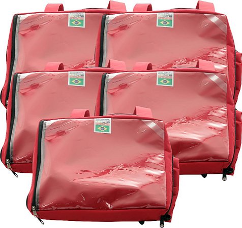 Kit 5 Capas Mochilas Bag Térmicas Delivery Aplicativos - Vermelha