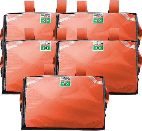 Kit 5 Capas Mochilas Bag Térmicas Delivery de Pizza - Reforçada Laranja