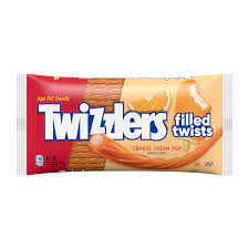 TWIZZLERS, torções recheadas, creme de laranja