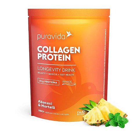 COLLAGEN PROTEIN ABACAXI E HORTELA 450G - PURAVIDA