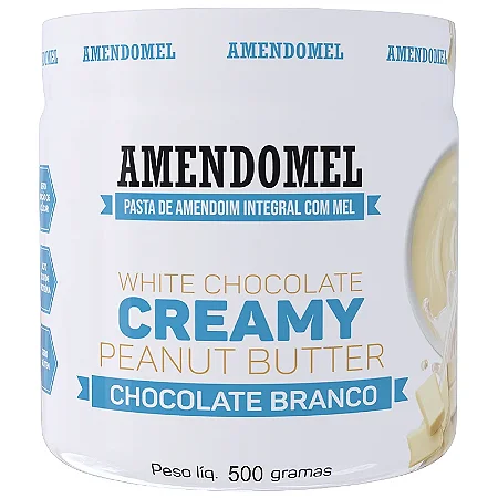 Pasta De Amendoim Amendomel (500g) Sabor: Chocolate Branco Lisa