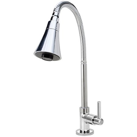 Torneira Gourmet C51 Cozinha Flexível Cone 2 Jatos Cromada Mesa