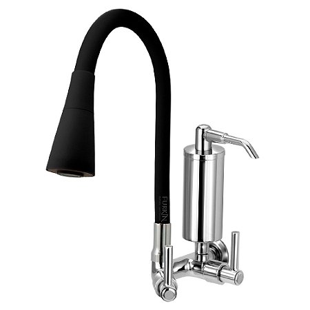 Torneira Gourmet C51 Cone Preta Filtro Cozinha Parede