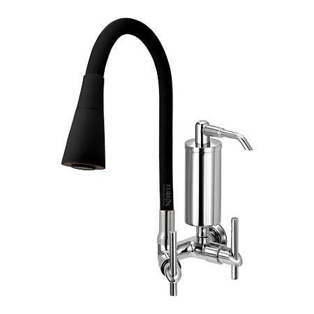 Torneira Gourmet C61 Cone Preta Filtro Cozinha Parede