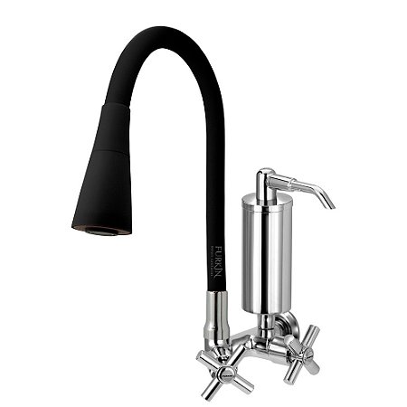 Torneira Gourmet C62 Cone Preta Filtro Cozinha Parede