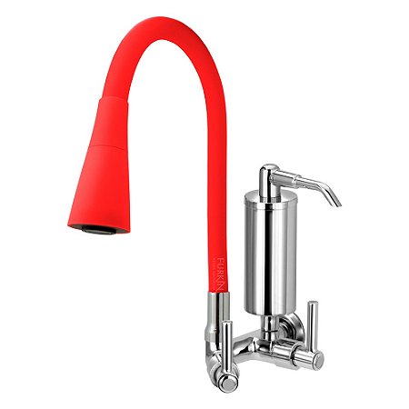 Torneira Gourmet C51 Cone Vermelho Filtro Slim Cozinha Parede
