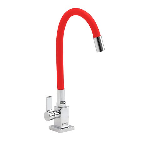 Torneira Para Cozinha Gourmet Quadrada Mesa vermelha