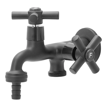 Torneira Duas Saídas Tanque e Máquina de Lavar Preto Luxo