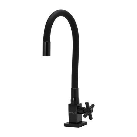 Torneira Gourmet Flexível Cozinha Quadrada Preto Luxo