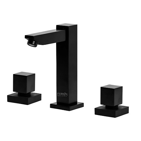 Torneira Misturador Banheiro Lavatório Quadrado Preto Luxo