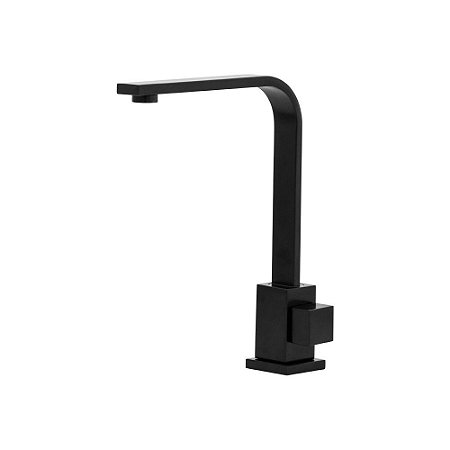 Torneira Banheiro Lavatório Quadrada Bica Móvel Baixa Slim Preto