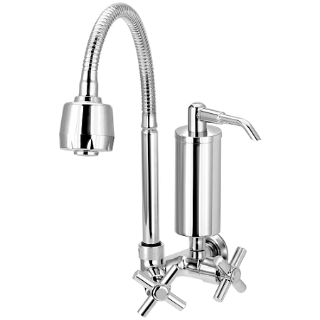 Torneira Gourmet Com Filtro Cozinha Parede Metal e ABS