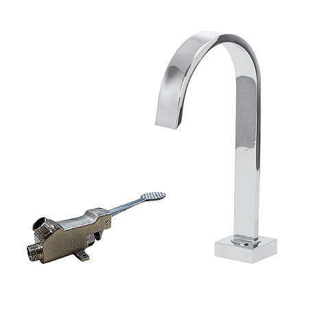 Pedal Mecânico Automático Com Torneira Quadrada Alta Metal