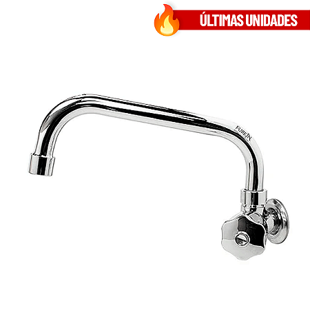 Torneira Cozinha Bica Móvel Baixa Parede Metal e Abs