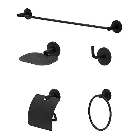 Kit Acessórios De Banheiro 5 Peças Black Standard