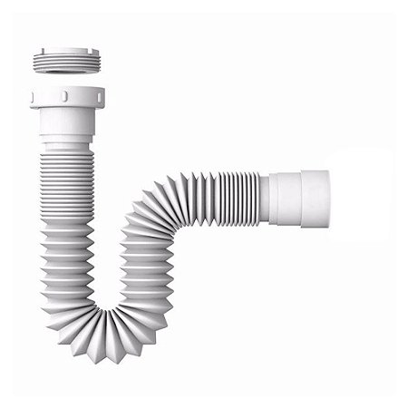 Sifão Sanfonado Universal Ajustável de PVC da Cor Branca