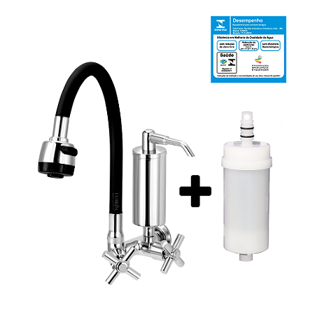 Torneira Gourmet De Cozinha Parede Preta + Vela Blindada