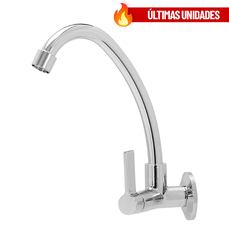 Torneira Cozinha Parede Bica Móvel 1/4 de Volta Cromada ABS