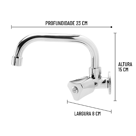 Torneira Cromada Parede de Cozinha Bica Móvel Baixa Abs