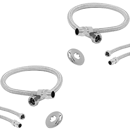 Kit de Engates Mangueira Flexível Inox Trançado 30 Cm Para Misturador