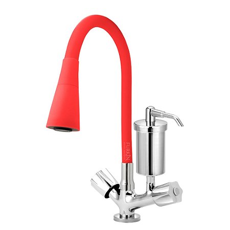 Torneira Gourmet C50 Cozinha Filtro Cone 2 Jatos Vermelha