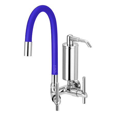 Torneira Gourmet C61 Colors Azul Filtro Cozinha Parede