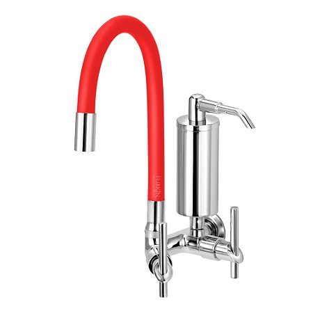 Torneira Gourmet C61 Colors Vermelha Filtro Cozinha Parede