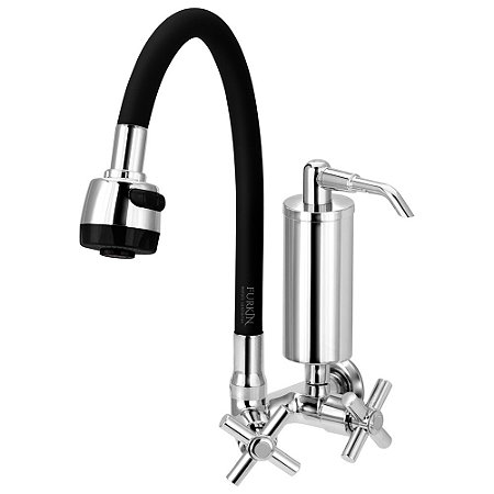 Torneira Gourmet C62 de Cozinha Parede Com Filtro Preta