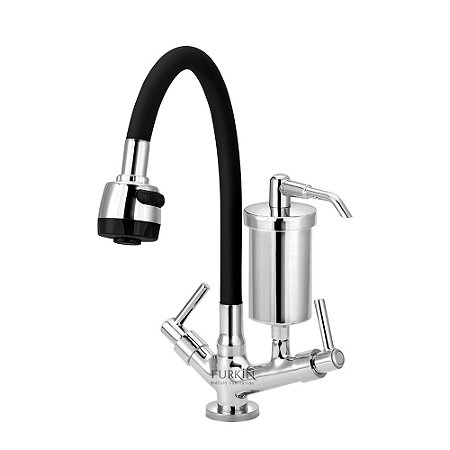 Torneira Gourmet C51 Flexível de Cozinha Mesa Com Filtro Preta
